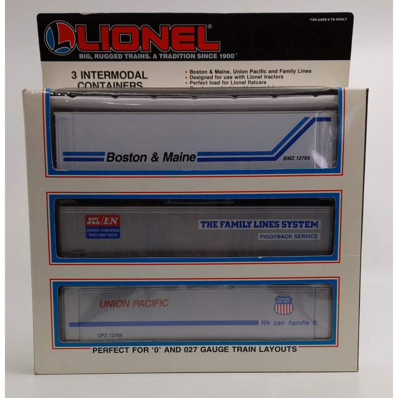 Lionel 6-12784 O Gauge Intermodal Containers 3-Pack NIB