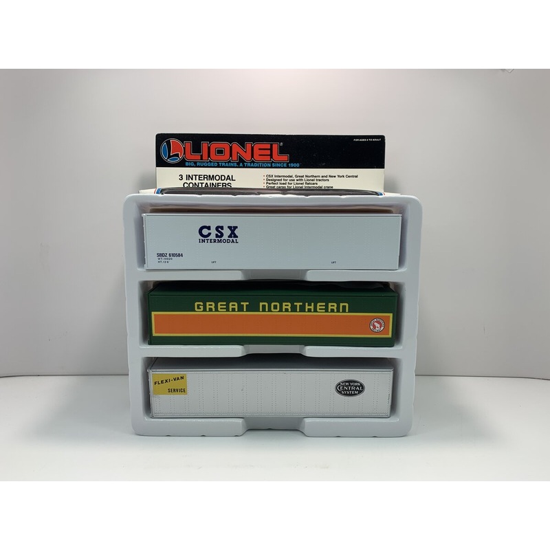 Lionel 6-12826 O CSX/Great Northern/New York Central Intermodal 3-Container Pack NIB