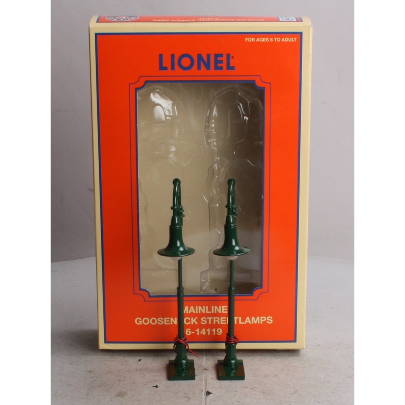 Lionel 6-14119 Green Mainline Gooseneck Street Lamps (Box of 2) LN/Box