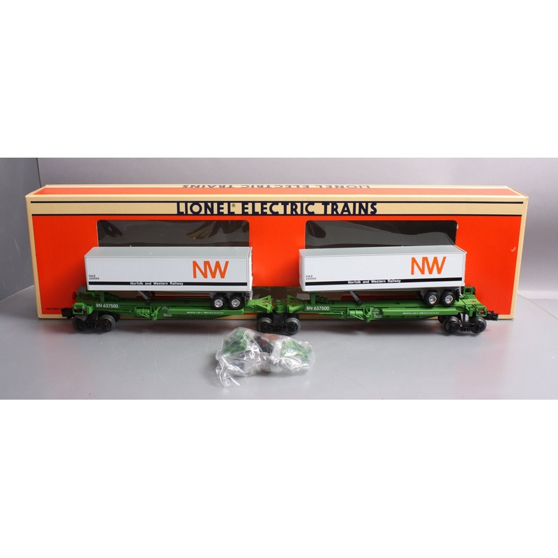 Lionel 6-52014 O Gauge Burlington Northern TTUX Flat Car with Trailers MT/Box