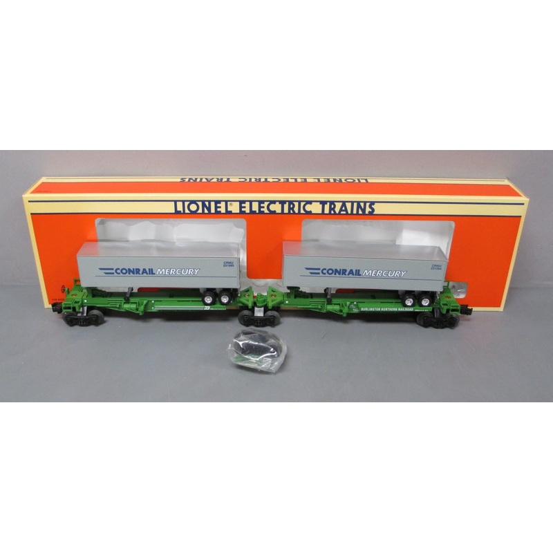 Lionel 6-52041 O Gauge LOTS 1994 Burlington Northern TTUX Flat Car with Trailers EX/Box
