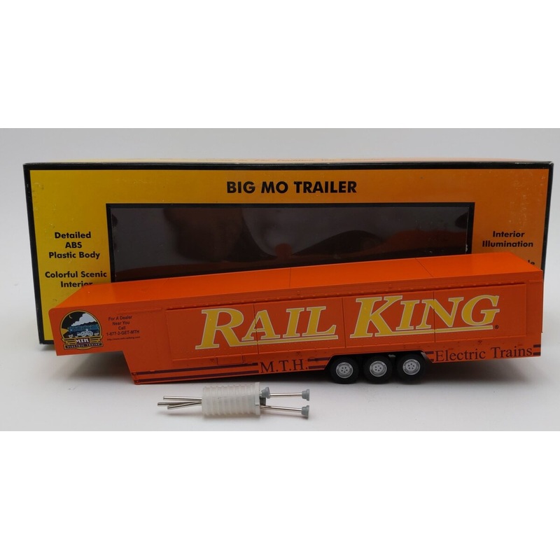 MTH 30-50004 O Gauge Big Mo Vendor Trailer Interior Illumination Opening Doors LN/Box