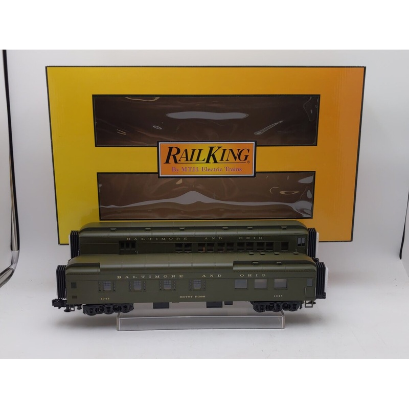 MTH O Baltimore and Ohio 2-Car 60′ Madison Combine/Diner Set #1406/1045 EX/Box