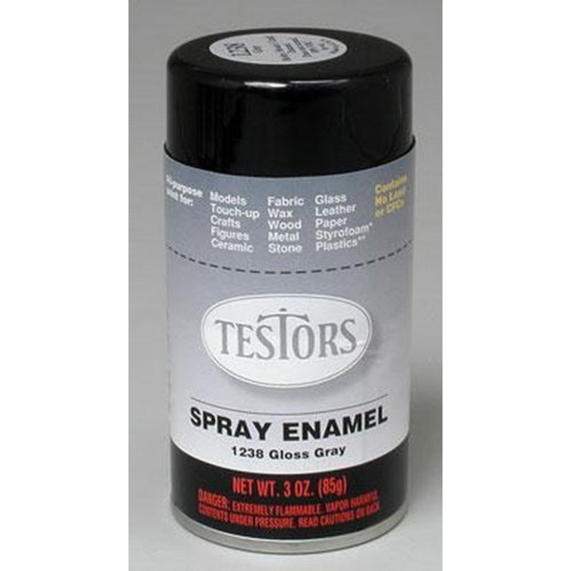 Testors 1238T Gray Gloss Enamel 3 oz. Spray Paint Can