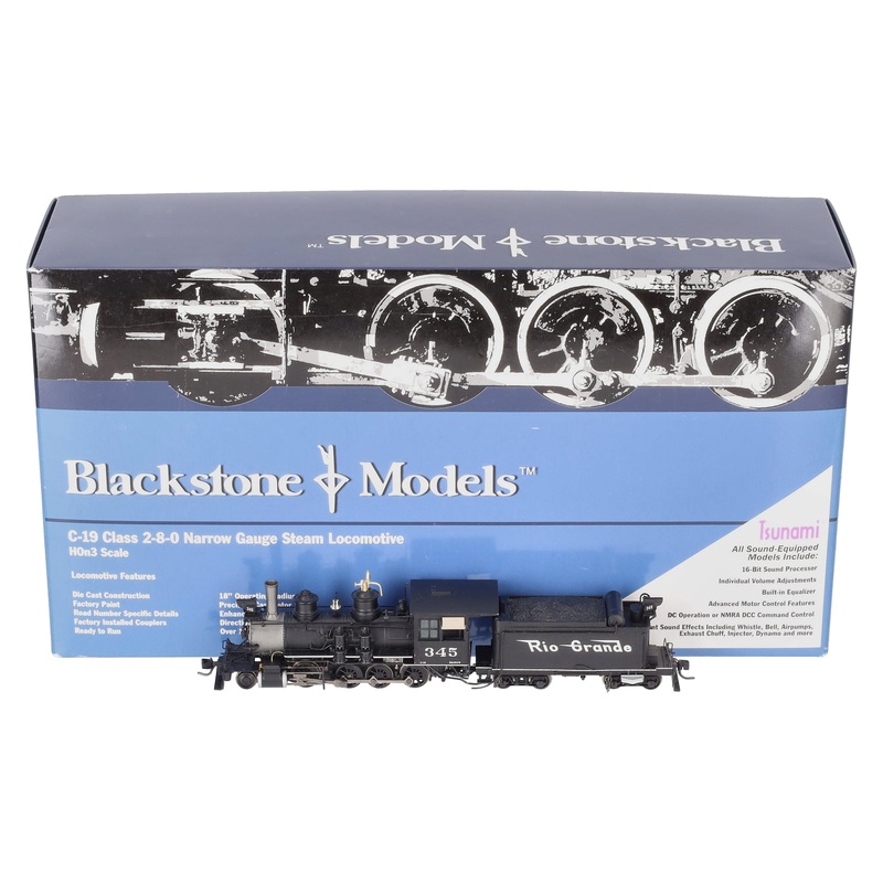 Blackstone Models 310201S HOn3 DRGW C-19 2-8-0 Steam Locomotive w/Sound/DCC #345 LN/Box
