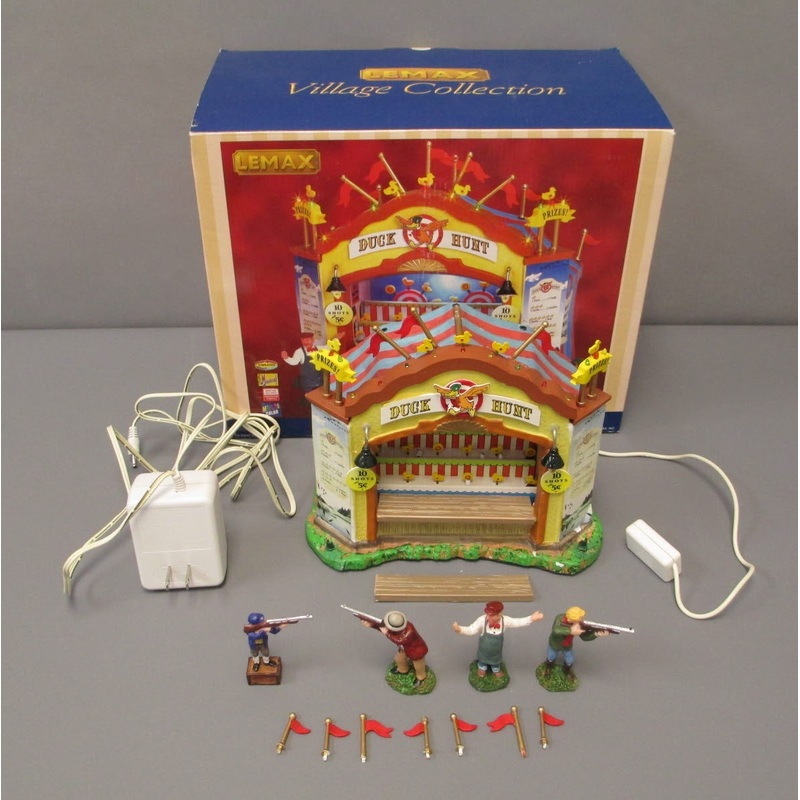 Lemax 64487 Duck Hunt Game w/ Figures & Adapter Carnival Table Accent EX/Box