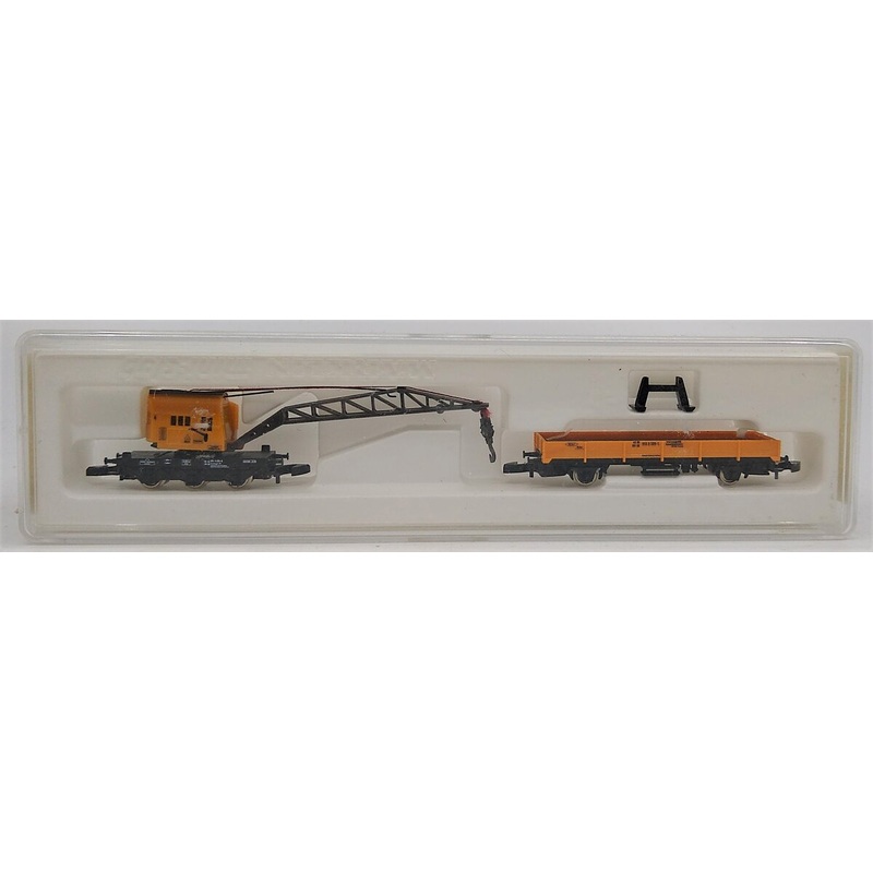 Marklin 8657 Z German Federal Railroad DB Low Side Car & Crane Car LN/Box