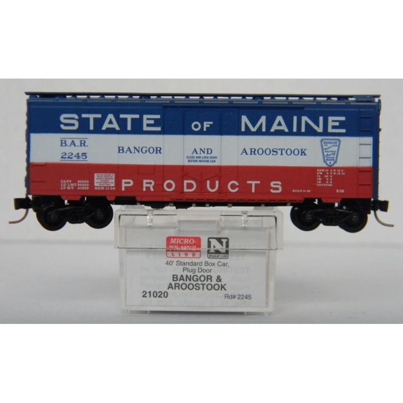 Micro-Trains 02100020 N Bangor & Aroostook 40′ Standard Plug Door Boxcar #2245 LN/Box