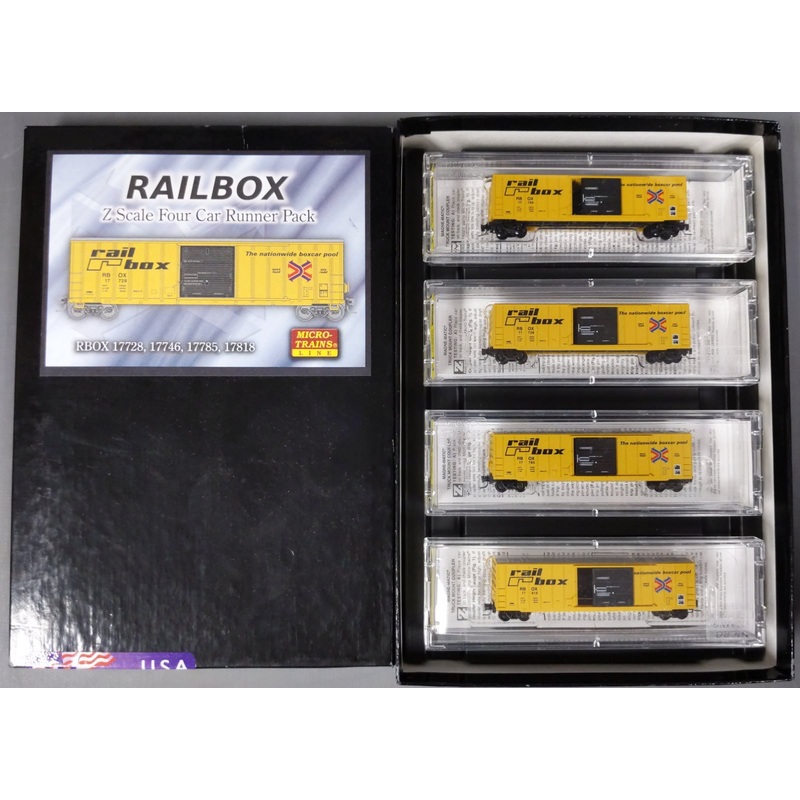 Micro-Trains 99400001 Z Scale Railbox Boxcar Runner Pack (Pack of 4) EX/Box