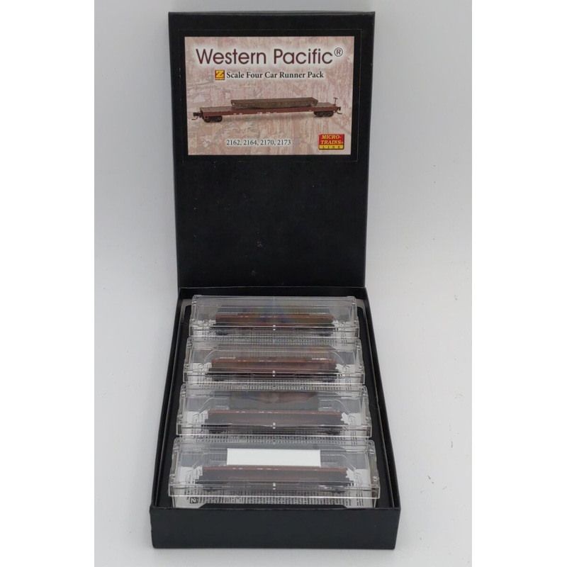Micro-Trains 99400067 Z Western Pacific 60′ Flatcar w/ Wreck Load (Pack of 4) LN/Box
