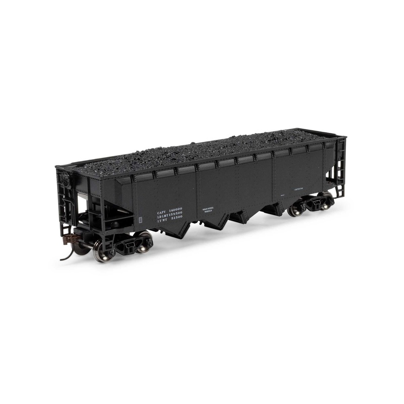 Athearn ATH-1587 HO Data Only Black 40′ 4-Bay Offset Hopper with Load