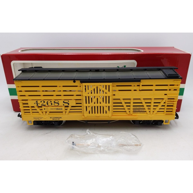 LGB 4268S Yellow Cattle Sounds Stock Car (Metal Wheels) EX/Box