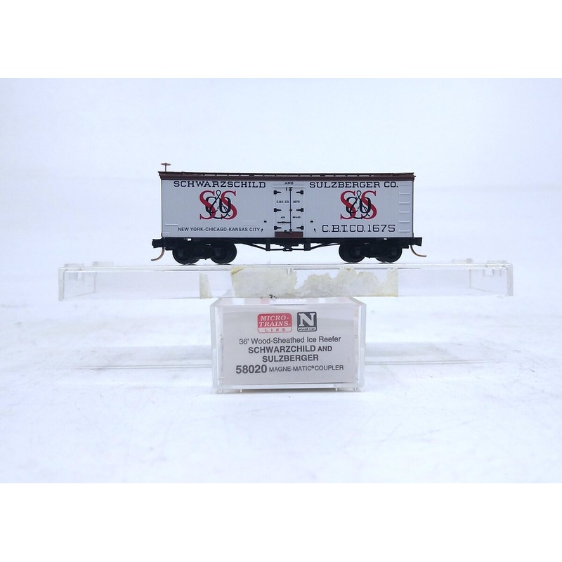 Micro-Trains 05800020 N Schwarzschild & Sulzberger 36” Wood Reefer #1675 LN/Box