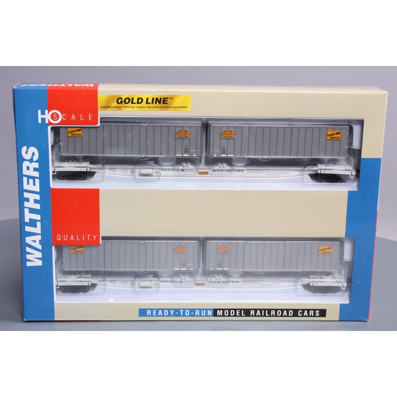 Walthers 932-23921 HO Scale New York Central Flexi-Van Flat Car (Pack of 2) NIB