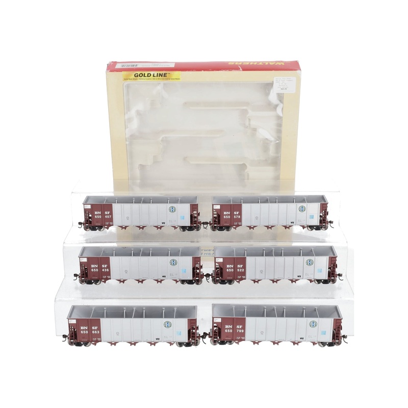 Walthers 932-7828 HO Scale BNSF Gold Line RD4 Coal Hopper (Pack of 6) NIB