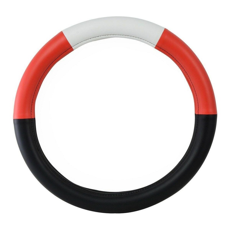 54038 Universal steering wheel cover 18 HALF BLACK W/RED/WHITE/RED #54038