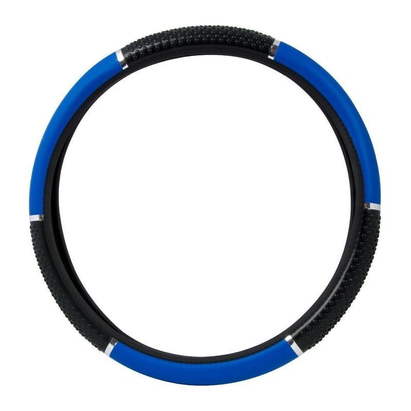 54045 18 steering wheel cover matte blue w/black hand grips universal truck new 54045