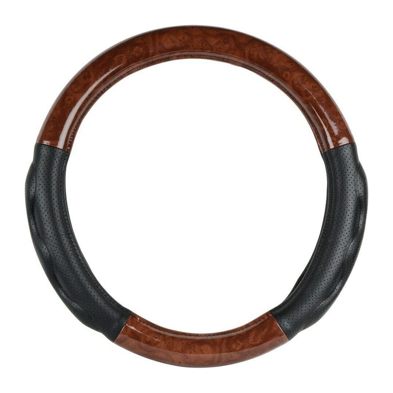 54050 truck universal steering wheel cover 18 inch dark wood black comfort pads 54050