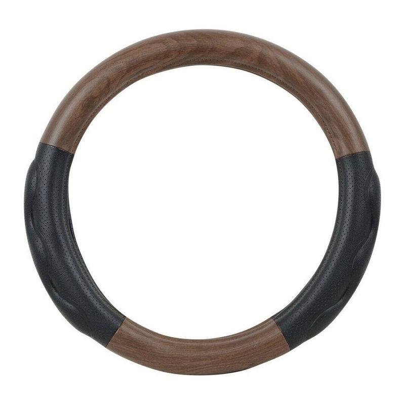 54057 truck universal steering wheel cover 18 inch matte dark wood black new 54057