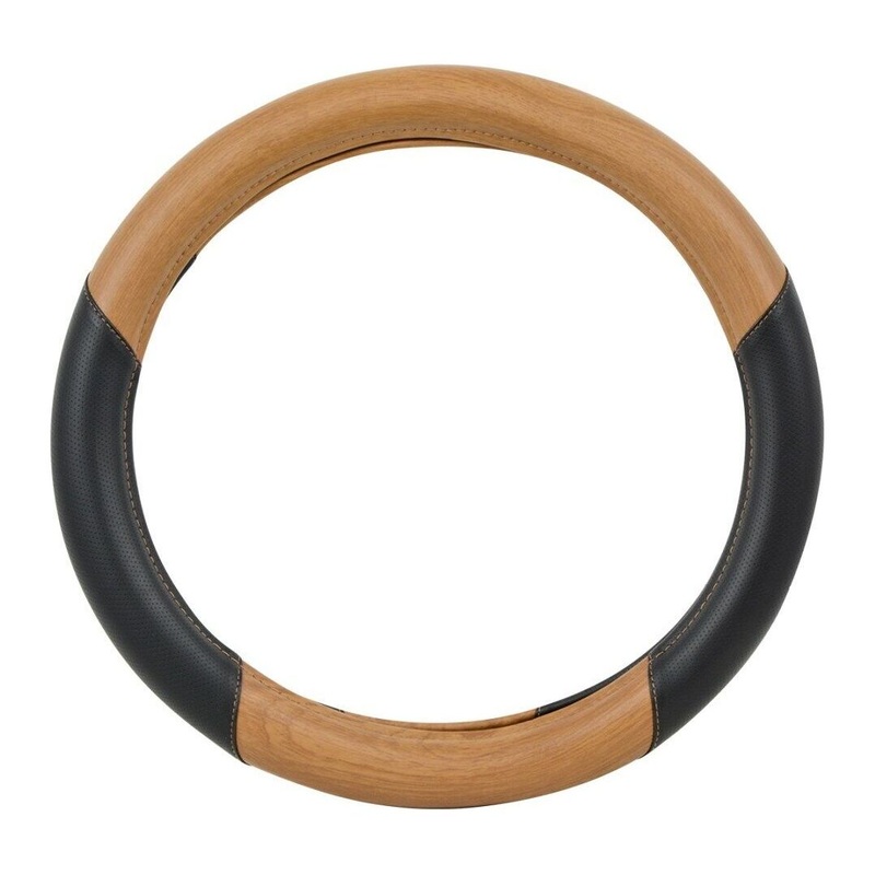 54061 universal steering wheel cover 18 inch matte natural light wood black new 54061
