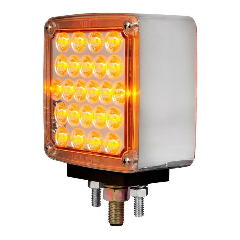 77622 Square Double Face Pearl LED Pedestal Light Amber/Amber w/clear lens (Driver)