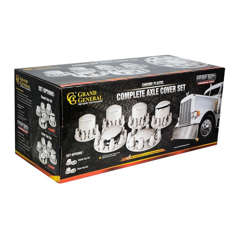 Chrome hub cover axle kit 1 1/2 truck push on semi front rear set universal #40234