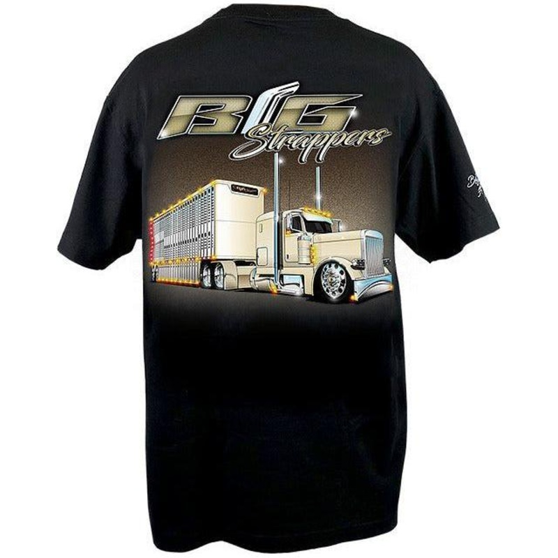 miller time big strappers peterbilt bullhauler mens t-shirt truck semi apparel
