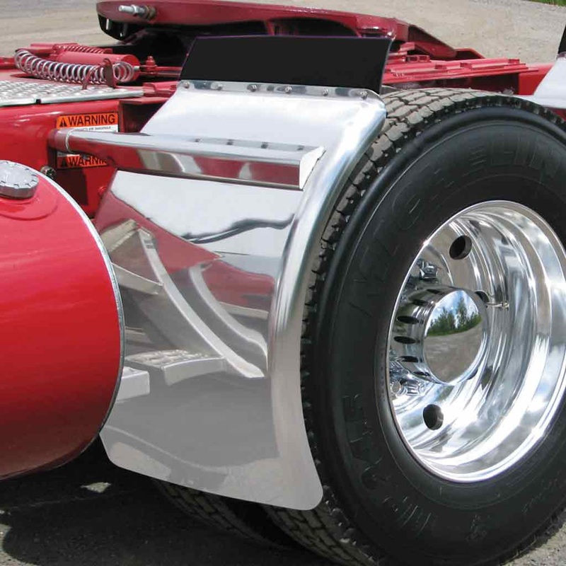 TFEN-Q12 38 Rollin Lo Quarter Fender Kit with Triangle Mounts  14 Gauge | Mirror Shine Stainless Steel