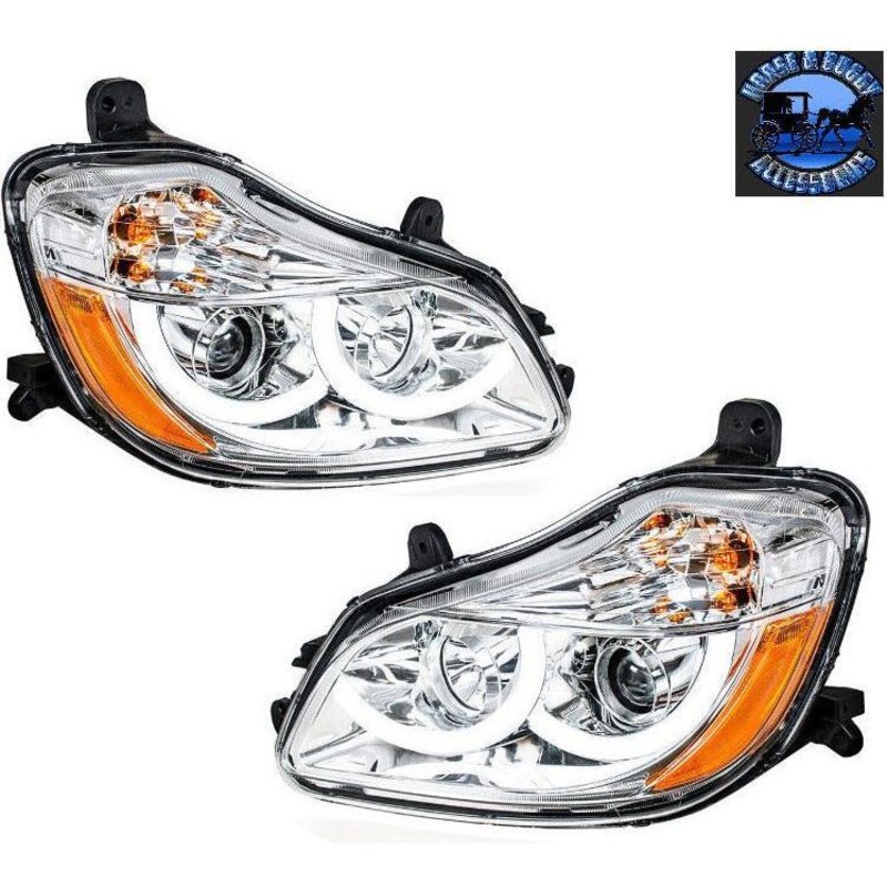 Chrome Projection Headlight LED halo Light  2013-2021 Kenworth T680