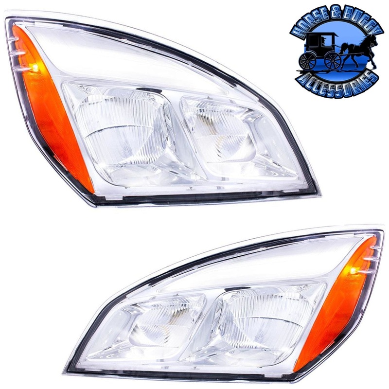 CHROME LED HEADLIGHT FOR 2018-2023 FREIGHTLINER CASCADIA – PAIR (Choose Color) (Choose Side)