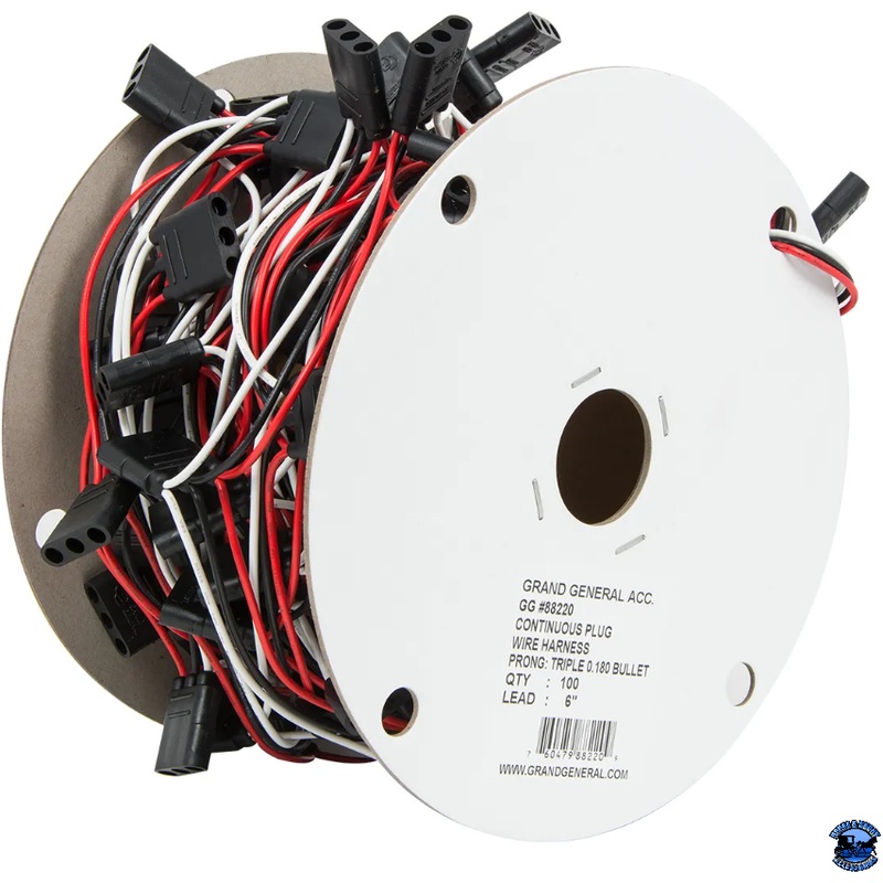 GRAND GENERAL CONTINUOUS TRIPLE FEMALE PLUG WIRE HARNESS ROLL (Choose Spacing)