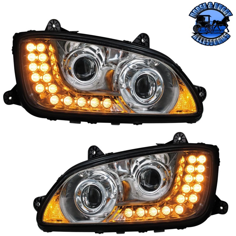 PROJECTION HEADLIGHT ASSEMBLY FOR 2007-2017 KENWORTH T660- PAIR