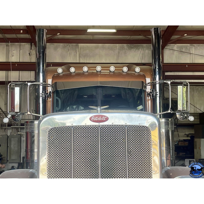 Rollin low timeless 9×5 Peterbilt visor reverse bowtie 304 stainless #1052