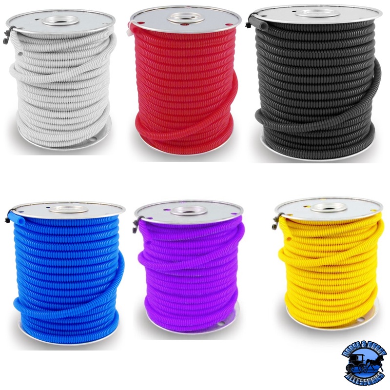 100 ft. Spool Split Loom Wire Covering , Protector (CHOOSE COLOR AND SIZE)