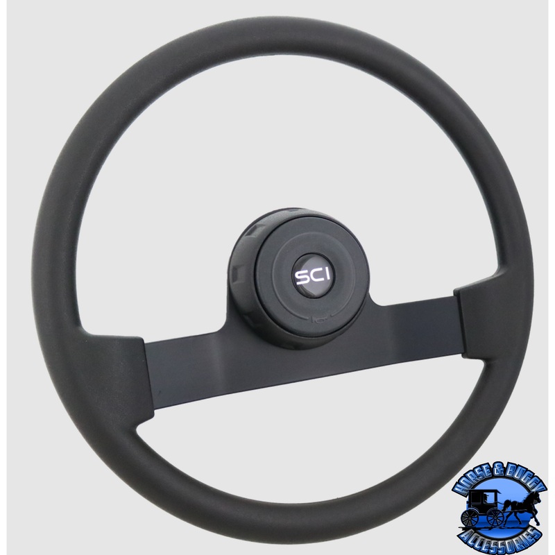 112-3015-77004 Steering Creations 16 Horizon Polyurethane Rim, Black 2-Spoke, Black Textured Bezel Wheel