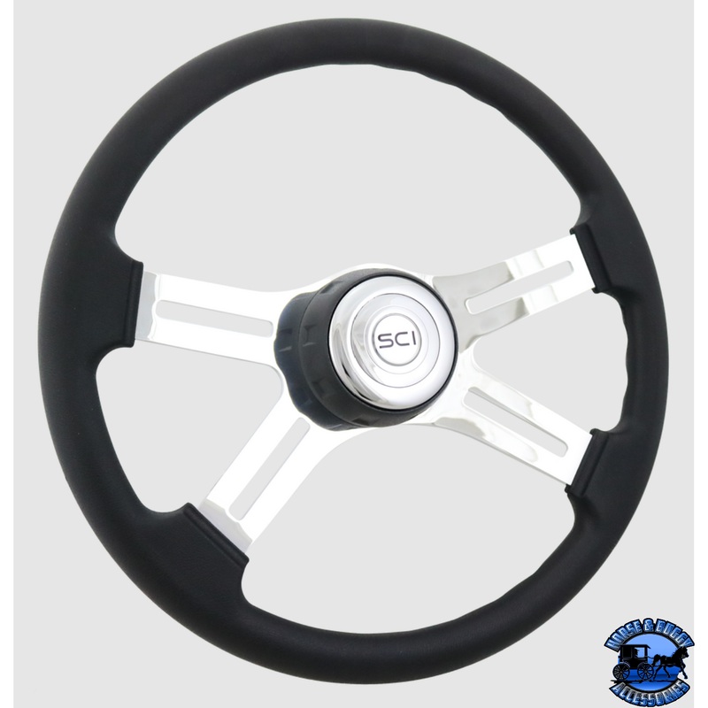 180-3015-77502 Steering Creations 18” Classic Poly Chrome 4-Spoke Wheel (3-Hole)