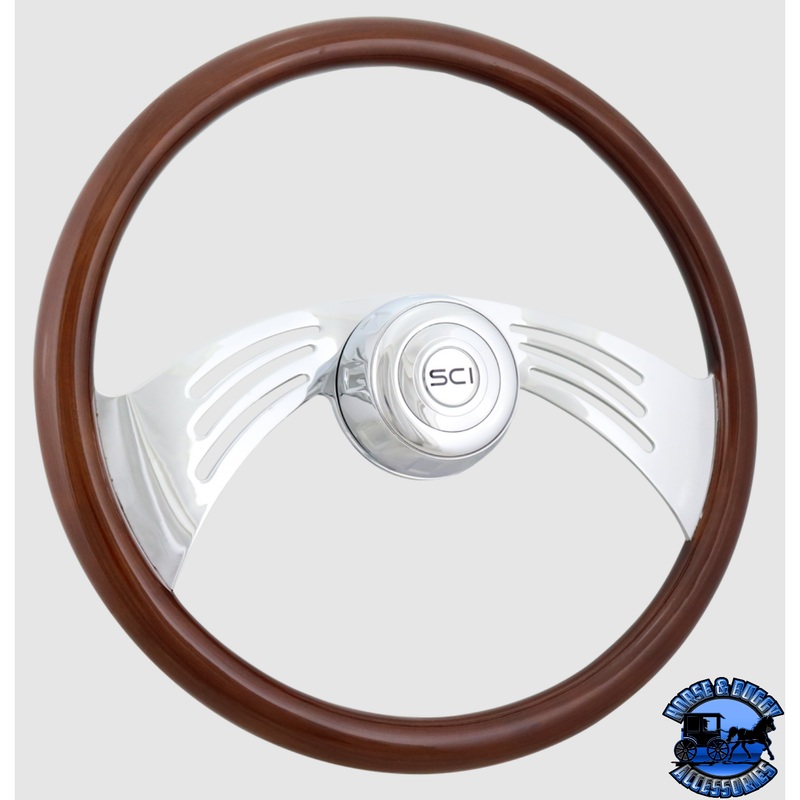 274-3003-77502 Steering Creations Flight – 18 Wood Rim Chrome 2-Spoke w/Cut Outs Wheel