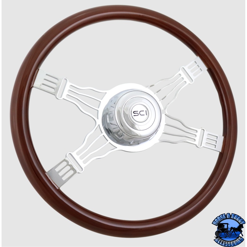 294-3003-77502 Steering Creations 18” Voltage 4 Mahogany Wheel 4-Spoke w/ Wire Cutout