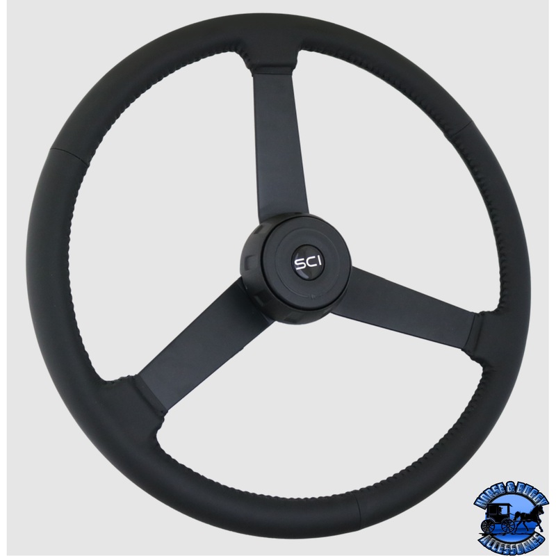 352-3097-77004 Steering Creations Hoss 20 Black Leather Rim Black 3-Spoke Wheel
