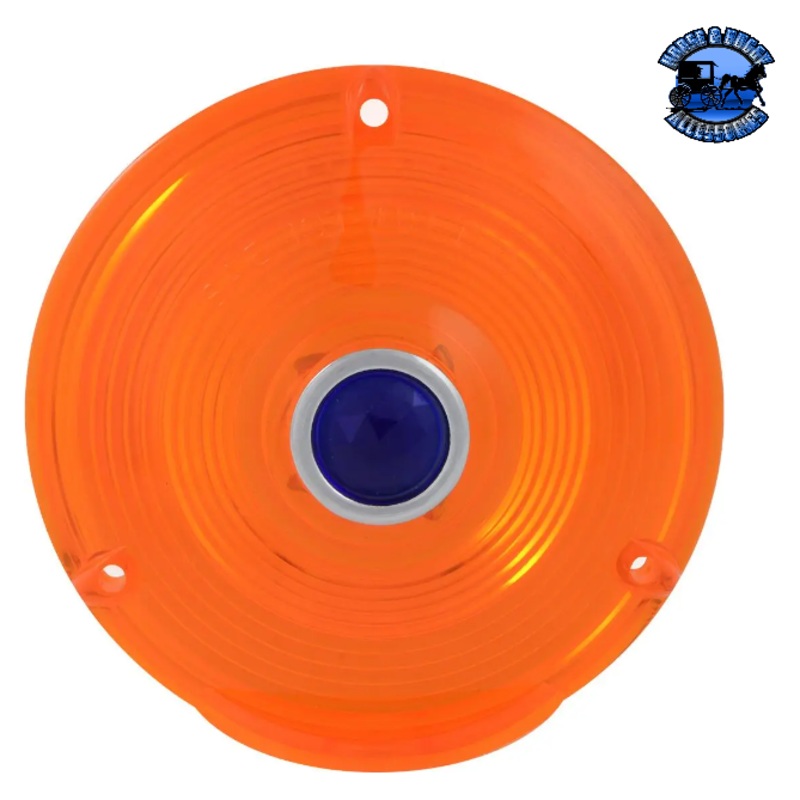 AMBER LENS W/CROME RIM & BLUE DOT FOR 4 COMBINATION LIGHT 80376