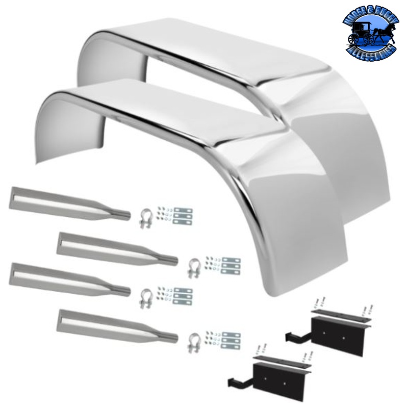 Hogebuilt full fender kit Stainless Steel Pair w/heavy duty brackets 25.5 drop