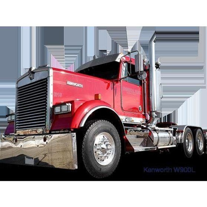 Kenworth W900l 2 PIECE KIT PAIR STAINLESS FENDERETTES FOR FRONT FENDER EXTENSION (25.62”LONG)