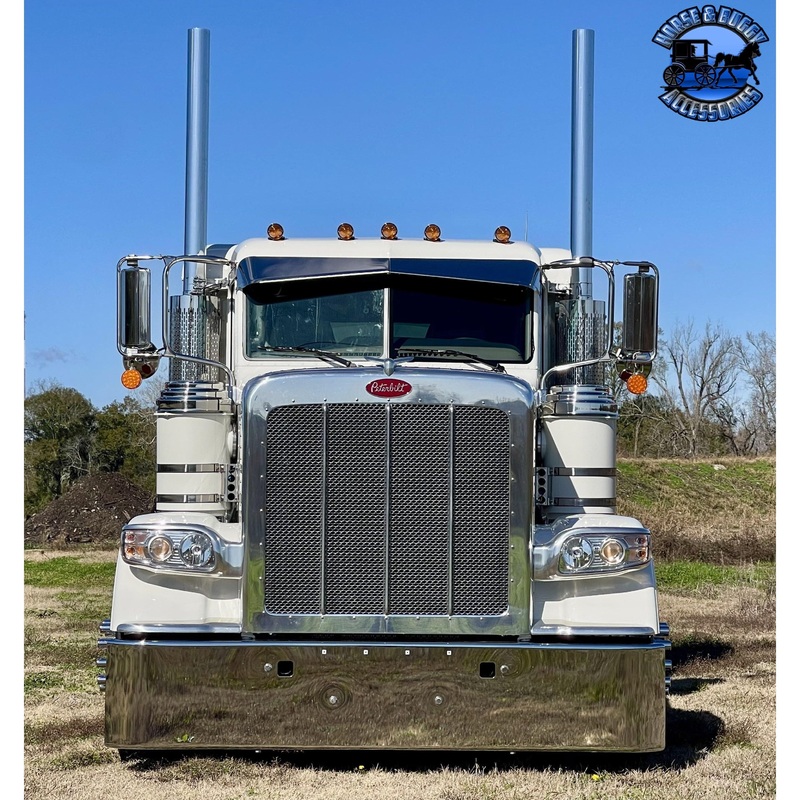 Rollin low Peterbilt visor timeless (with bead roll) 9×5 reverse bowtie 304 stainless #1053