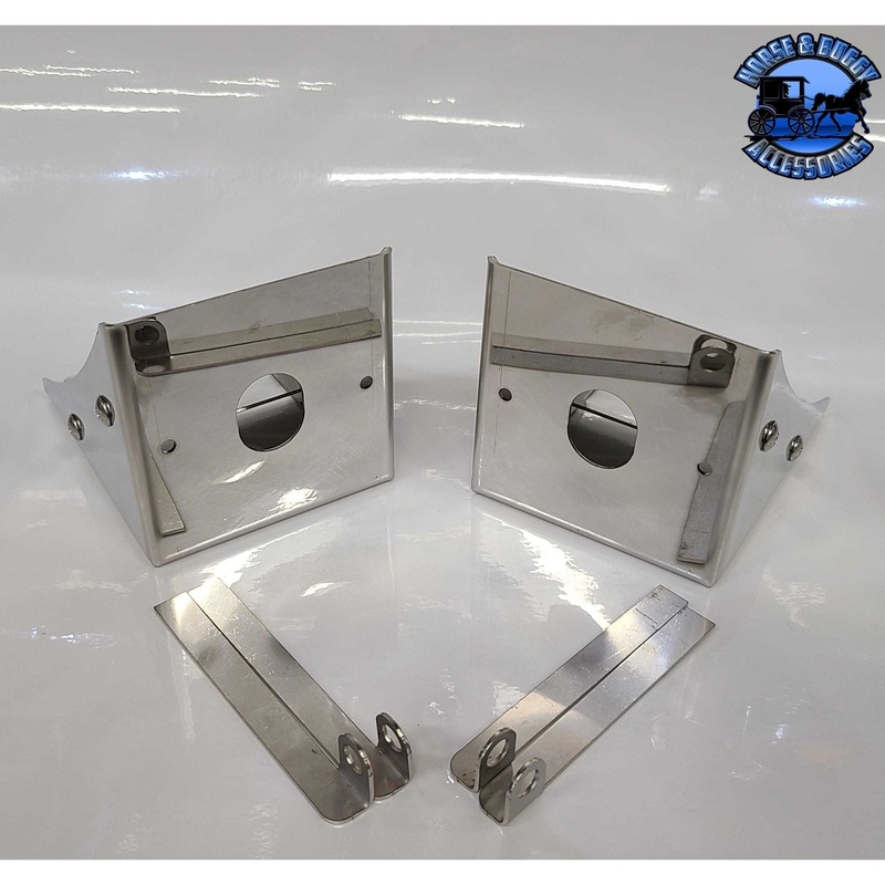 Stainless fuel tank watermelon light bracket (4 wide) fits-26 Peterbilt fuel tanks #SS-1032 (Sold in pairs)