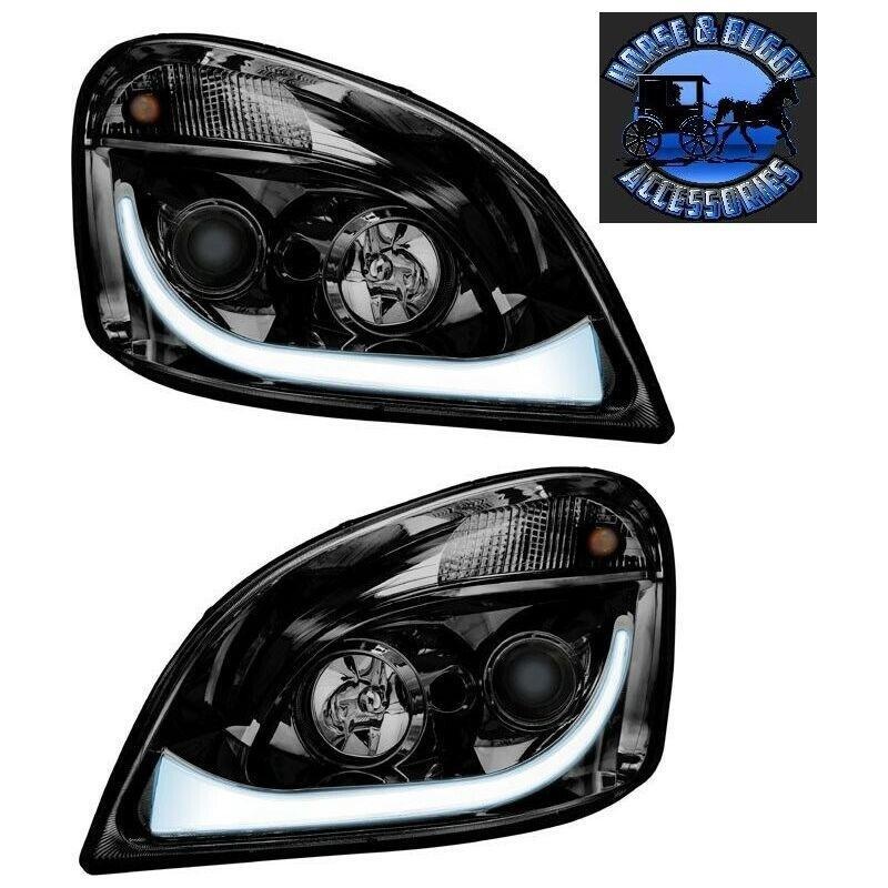 TRUX BLACK ALL LED FREIGHTLINER CASCADIA LED PROJECTOR HEADLIGHTS PAIR H68 H69
