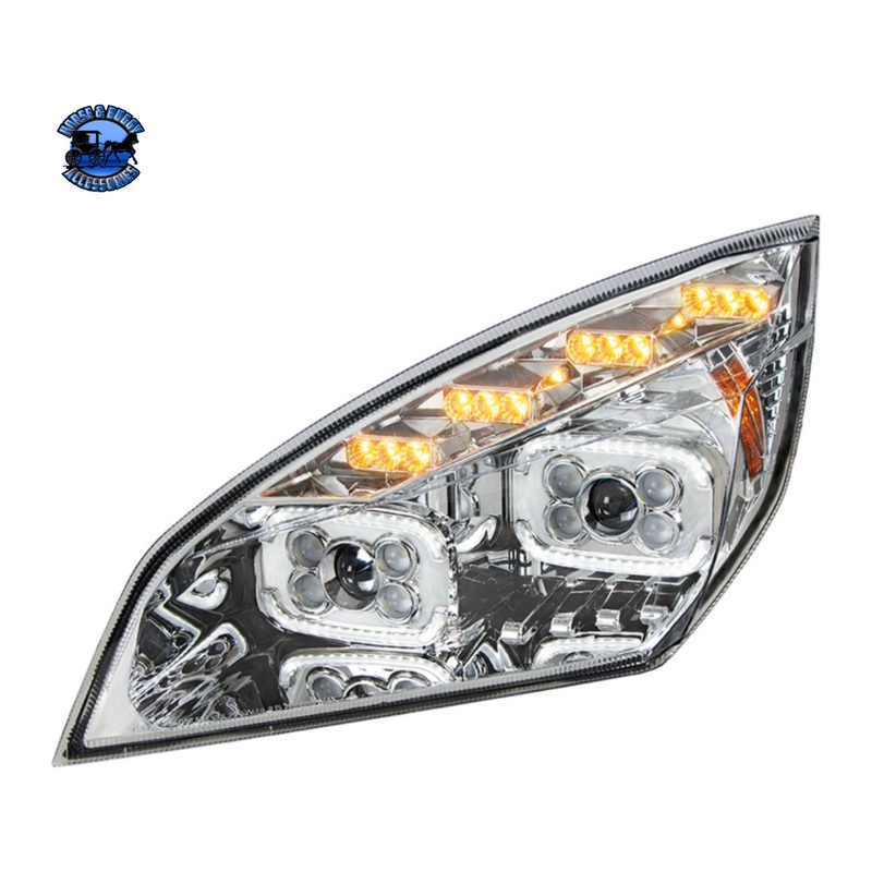 10 LED PROJECTOR HEADLIGHT WITH LED SEQUENTIAL TURN & DRL FOR 2018-2024 CASCADIA (Choose Color) (Choose Side)