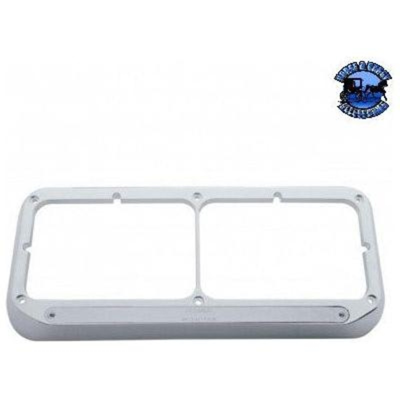 14 LED Chrome Rectangular Dual Headlight Bezel – Amber LED/Chrome Lens #32383