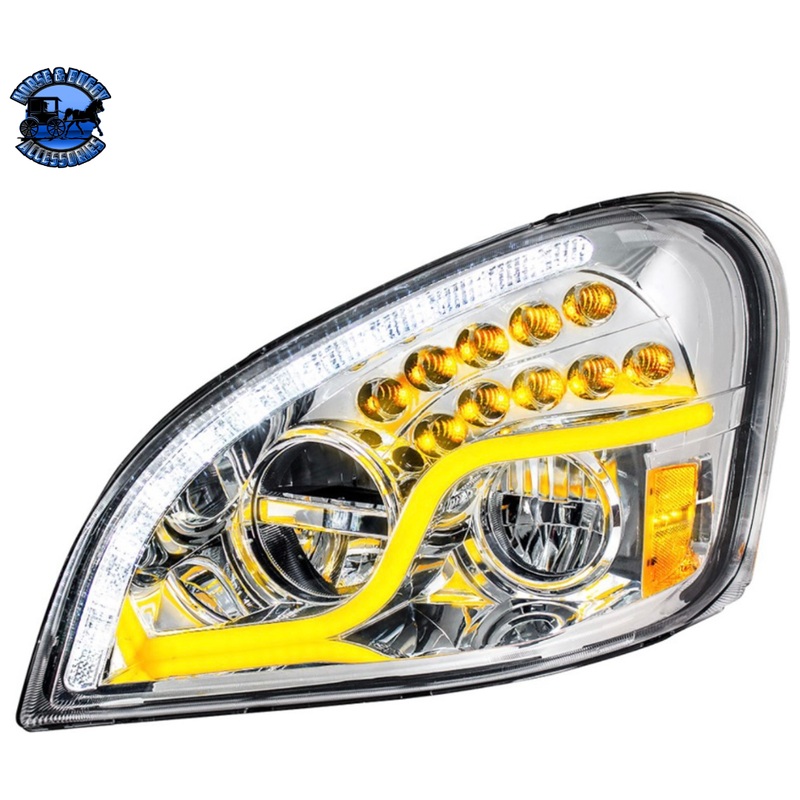 HIGH POWER LED HEADLIGHT WITH LED DRL & LED TURN SIGNAL FOR 2008-2017 FL CASCADIA (Choose Color) (Choose Side)