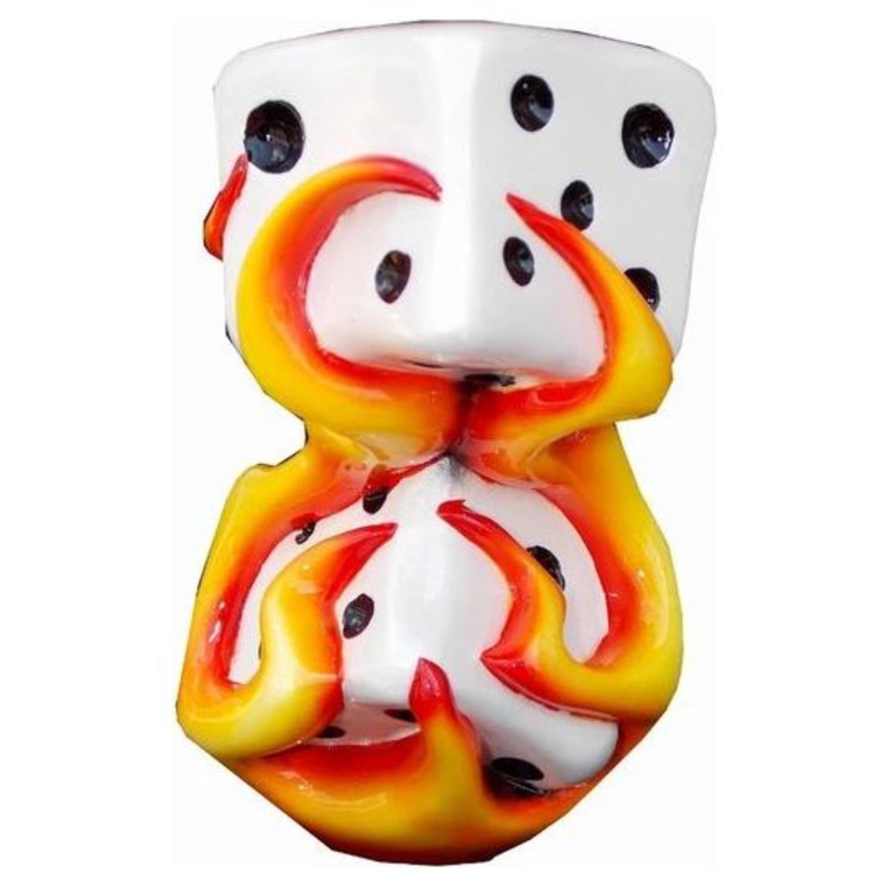 Orange Flaming Dice Shift Knob #VC-FLMDICE-ORG (1/2-13 female threads)