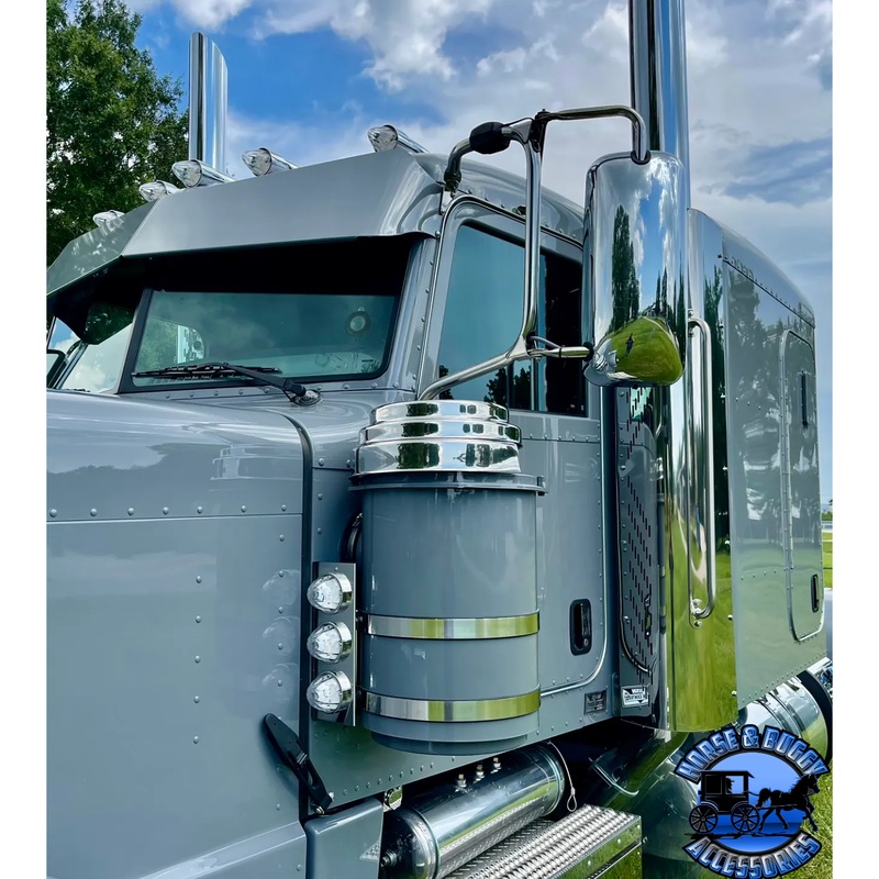 Peterbilt SQUARE 3 watermelon air cleaner front light mount 304 stainless (sold in pairs) #5600